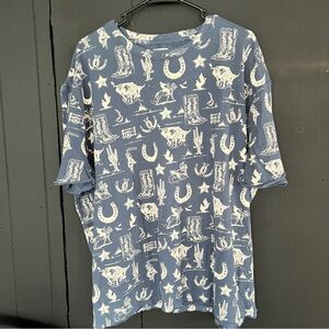 We The Free Blue and White Graphic Tee